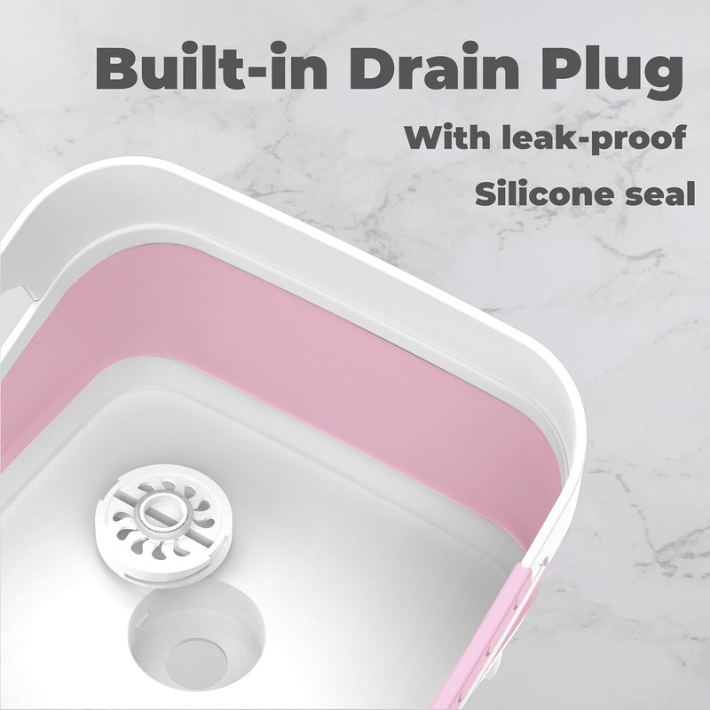 GIMWA Wash Basin for Baby Bottles, Foldable, Versatile Wash Tub for Kitchen, RV, Outdoor Camping Sink, Sturdy & Easy to Clean, Space Saving Plastic Dish tub (Pink) - Image 3